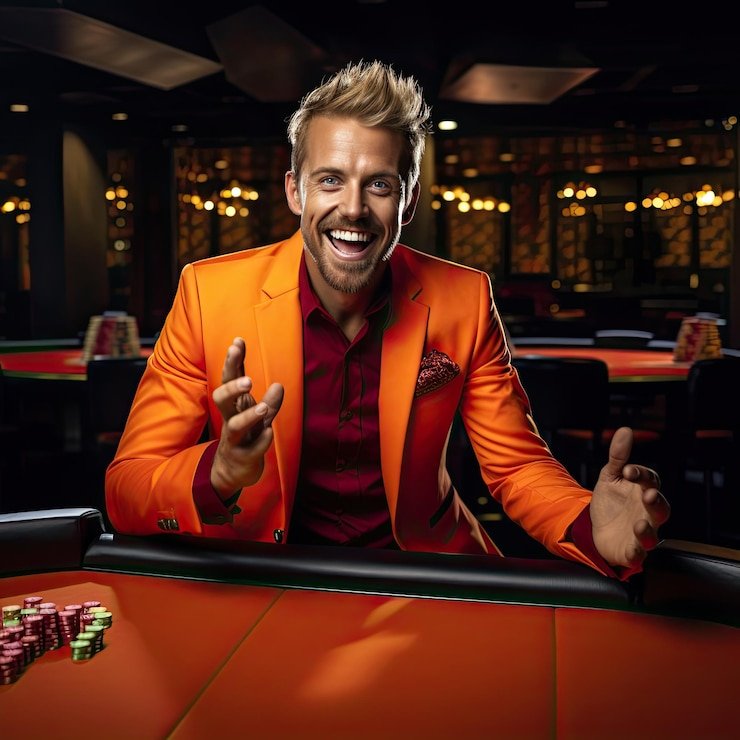 Live dealer casino table with croupier and multiple card decks